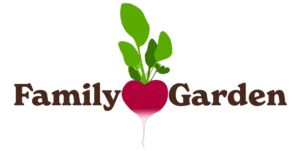 Family Garden Restaurant logo with a heart shaped radish between the two words
