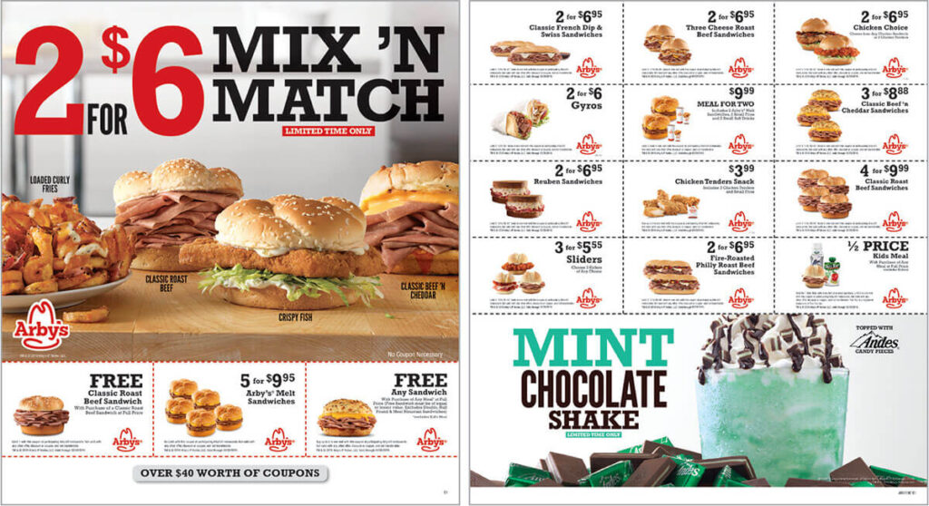newspaper coupon insert for Arby's