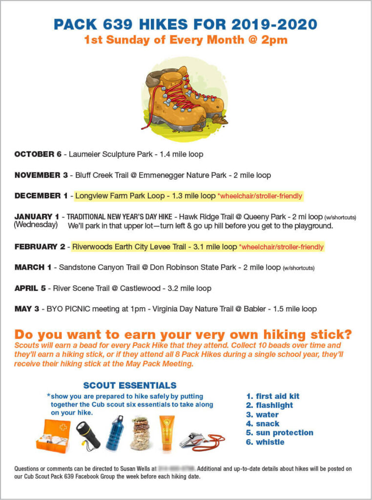scout hiking calendar
