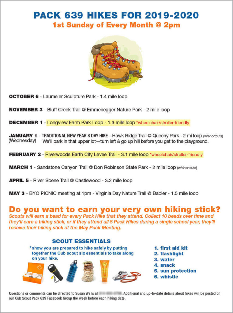 scout hiking calendar